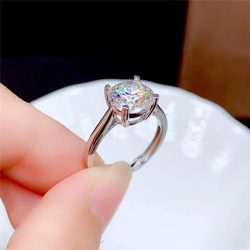 Moissanite ring 0.5CT 1CT 2CT 3CT VVVS Lab diamond Fine Jewelry for women Wedding Party gift for anniversary real 925 silver