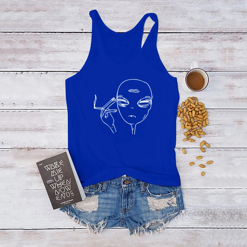 Frauen ärmellose Sommer weste für Mädchen Grafik Tanktops plus Größe Ropa Mujer Frau raucht bedrucktes Tanktop