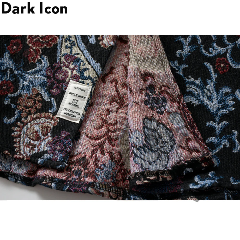 Dark Icon-camisa gruesa para hombre, chaqueta con cuello vuelto, camisas bordadas