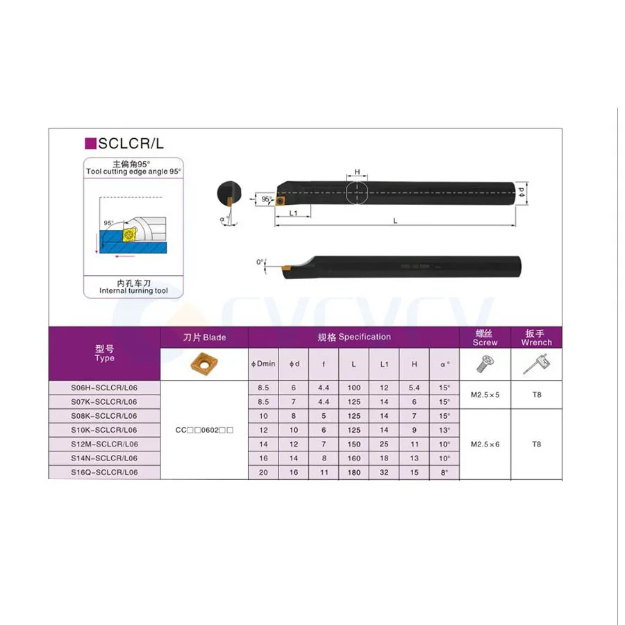 S06K S07K S08K S10K S12M S16Q SCLCR06 SCLCL06 Machine Internal Turning Tool Holder CCMT CCGT Carbide Inserts Turning Tools Set