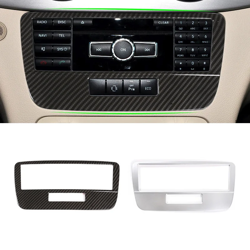 For Mercedes Benz GLK X204 2013 2014 Car Interior Central Console Voice Mode Frame Cover Carbon Fiber Texture Protective Trim