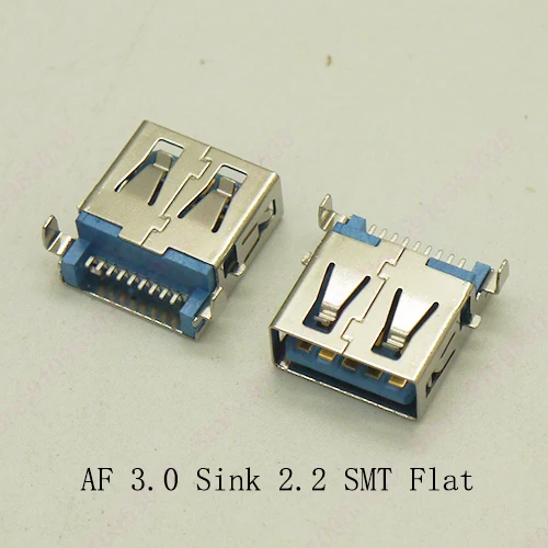 10pieces High Speed USB 3.0 AF Sink 2.2 Connector DIP & SMT USB 3.0 Socket Female Jack For Laptop U Disk FLAT MOUTH