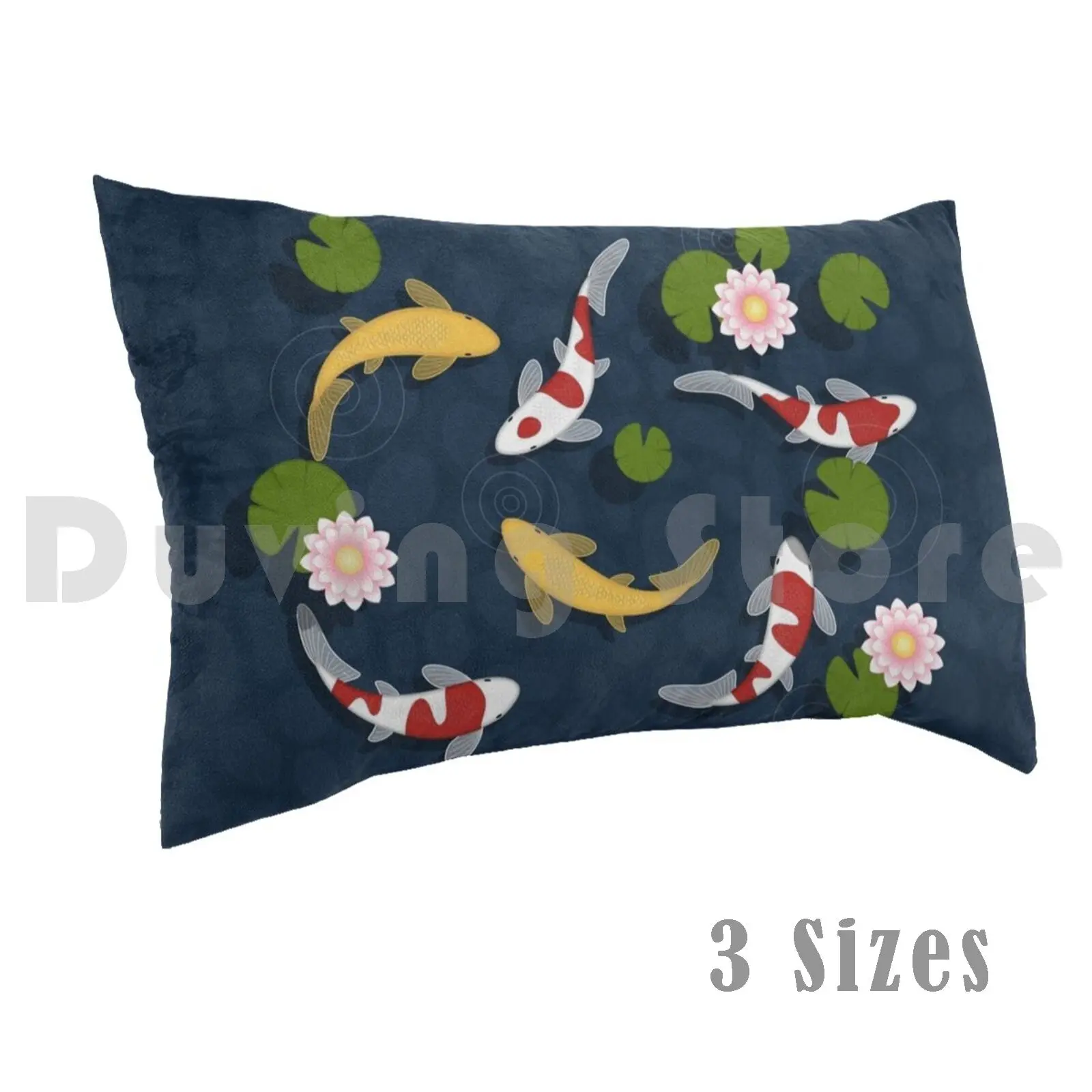 Japanese Koi Fish Pond Pillow Case Printed 35x50 Simple Stylish Cute Cool Girly Koi Fish Pond Vector