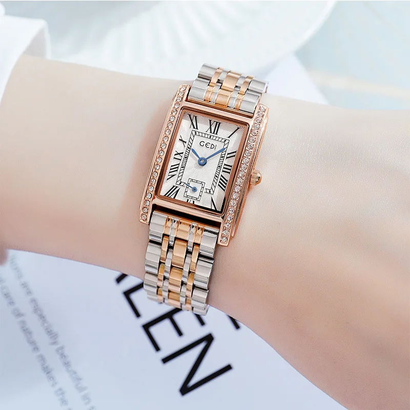 Rose Gold Watch for Women Luxury Stainless Steel Quartz Women Wristwatch Gift Best Selling 2021 Silver Simple Clock Waterproof