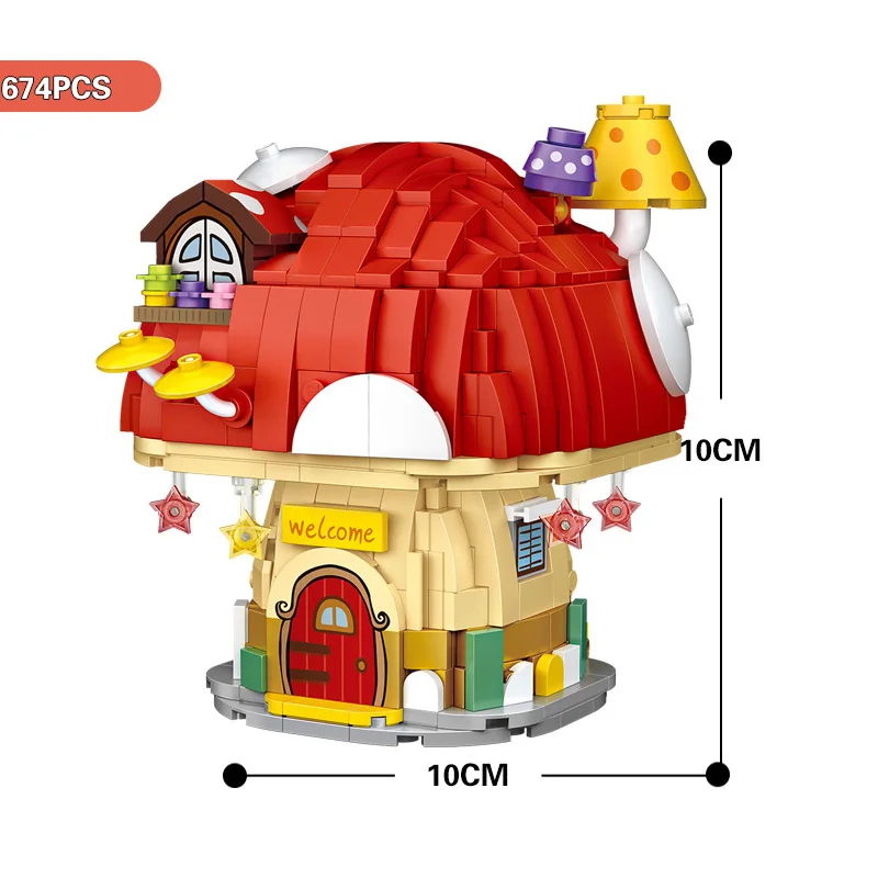 Fairy Tale Story Street View Mini Block Sunflower Mushroom House Building Brick Educational Toy Figures Nanobrick For Kids Gift