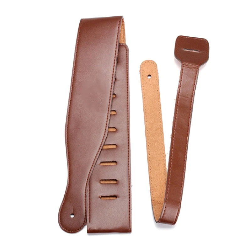 Electric Guitar Strap for Bass, Padded Top Grain Leather with Adjustable Belt 110-130cm,3 Colors Optional