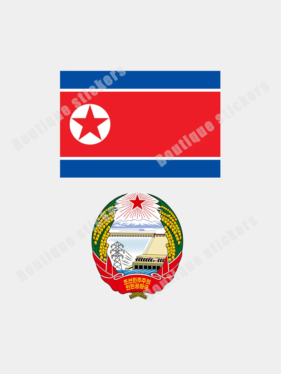 North Korea Flag North Korea National Emblem Sticker High Quality Exquisite Applique Window Windshield Accessories Vinyl Sticker