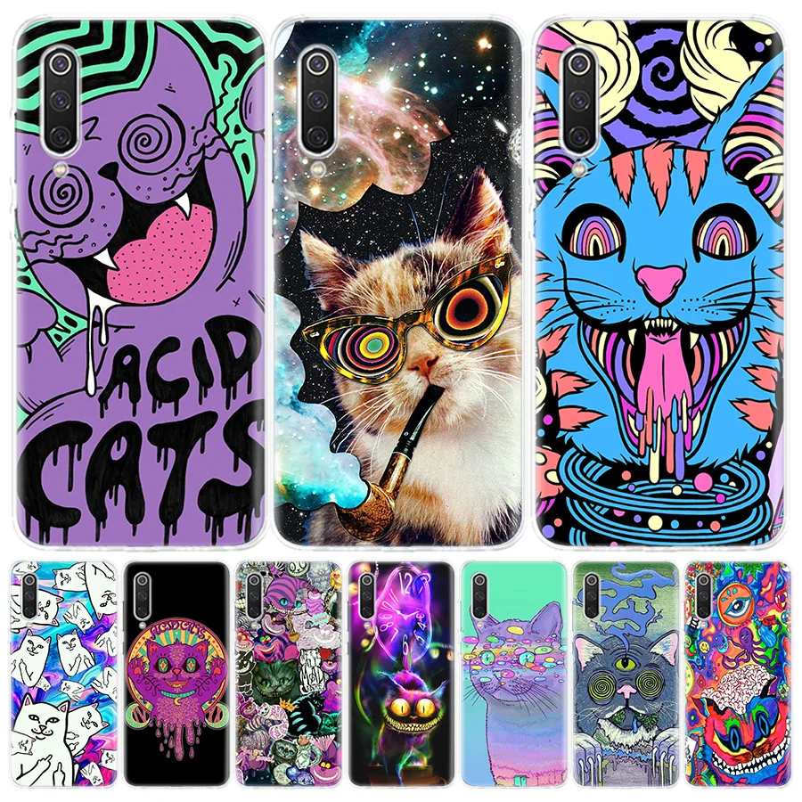 Colourful Psychedelic Cat Trippy Silicon Call Phone Case For Xiaomi Redmi Note 13 12 12S 11 11S 10 10S 11T 11E Pro Plus 9 9S 9T 