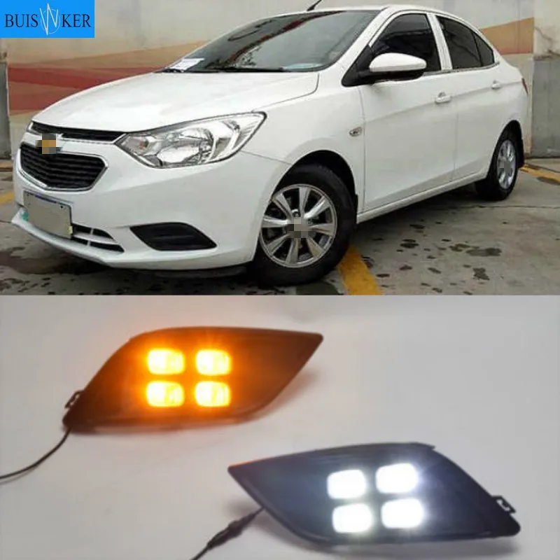 2pcs For Chevrolet Sail 2014 2015 2016 2017 DRL White Turn Signal Light Yellow Blue Fog Lamp Car LED Daytime Running Light