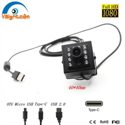 LED IR 적외선 USB 카메라, OTG 마이크로 USB 1080P CCTV 보안 USB 2.0 UVC 카메라, C타입 야간 투시경, 940nm