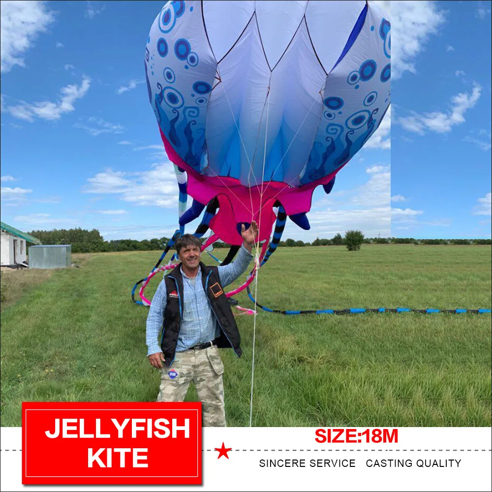 Soft inflatable Jellyfish kite with long tails large octopus show kite for audlts different colors and sizes