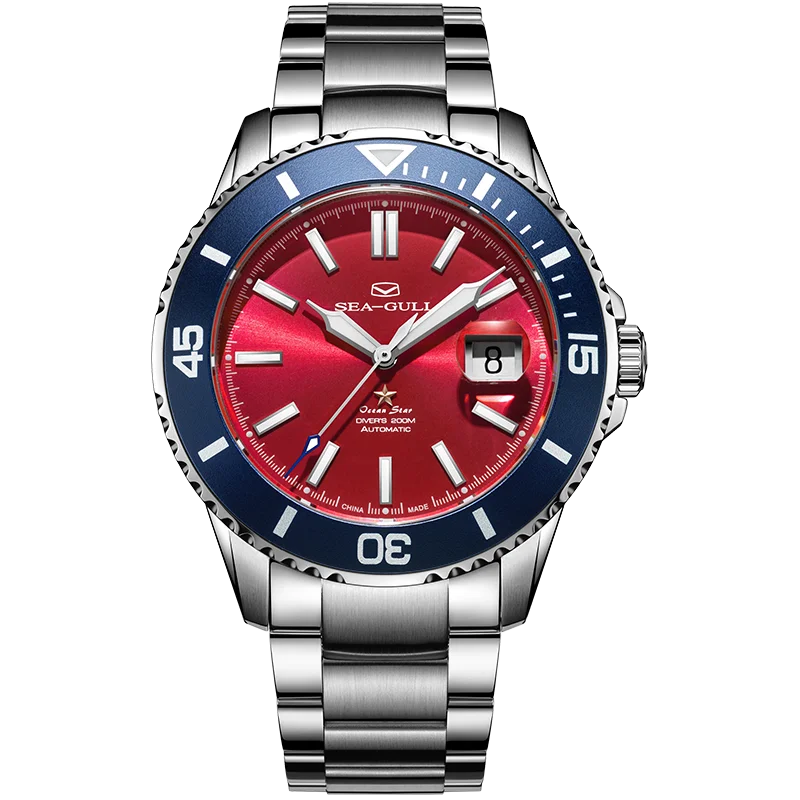 

Seagull Limited Edition Red Dial Ocean Star Self-wind Automatic Mechanical 20Bar Men's Diving Swimming Sport Watch 816.52.1206