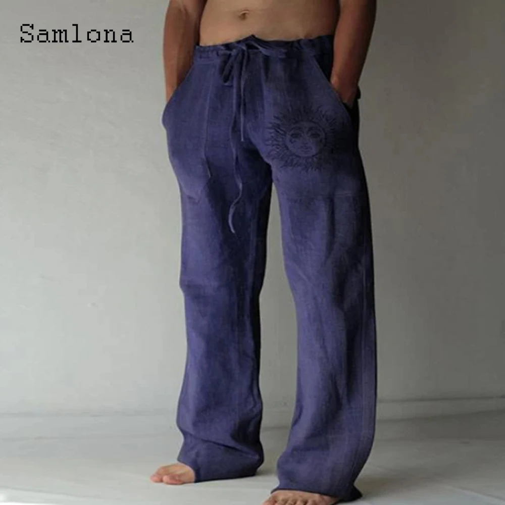 Pantalon de survêtement en lin décontracté pour hommes avec poche debout, surintendant, mode hip hop, streetwear, grande taille 5XL, 2022