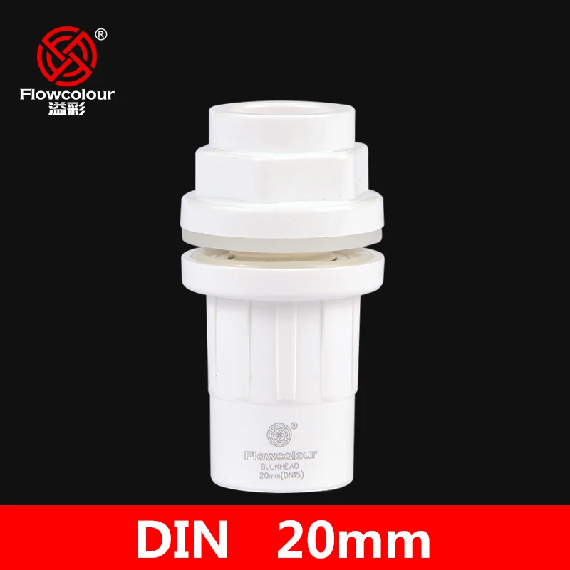 Flowcolour 20mm UPVC Bulkhead Garden Irrigation Water tank Pipe Fittings Water Pipe  Aquarium Tank Tube Adapte