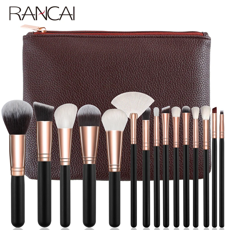 Pro 15pcs Makeup Brushes Set Powder Foundation Eyeshadow Make Up Brushes Cosmetics Soft Synthetic Hair with Leather Case