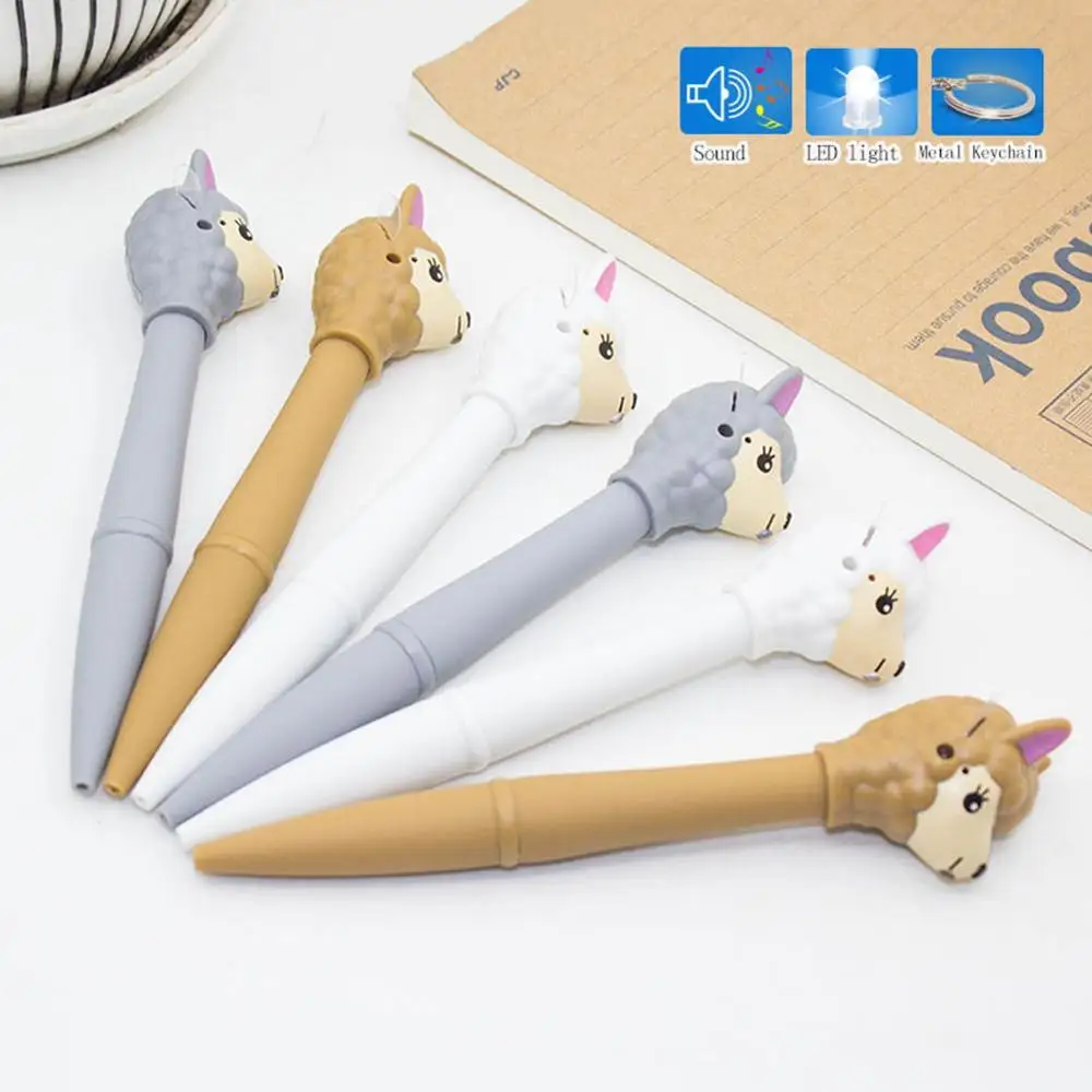 Office & School Pen Creative Alpaca Pattern Multifunctional LED Light Sound Electronic Ballpoint Pen