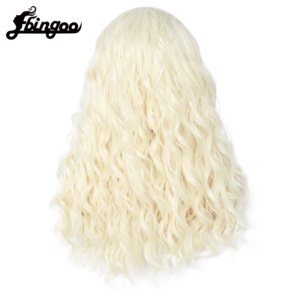 Ebingoo Tổng Hợp Phối Ren Phía Trước Bộ Tóc Giả Dài Tóc Giả Hóa Trang Xoăn 24 Inch Ombre Tóc Vàng Màu Tóc Giả Tổng Hợp Phối Ren Phía Trước Tóc Giả Dành Cho phụ Nữ