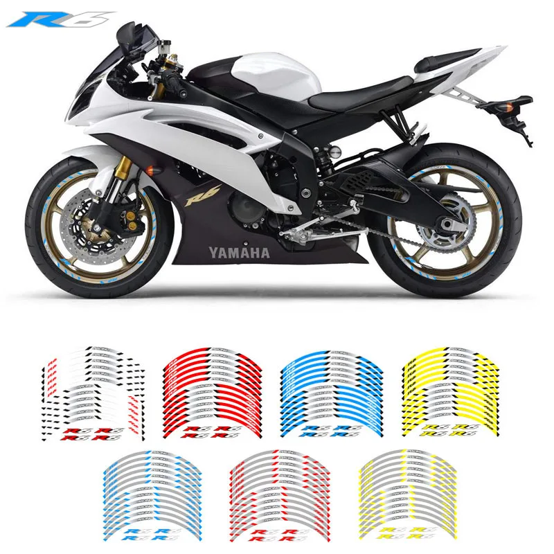 

New high quality 12 Pcs Fit Motorcycle Wheel Sticker stripe Reflective Rim For Yamaha YZF R6