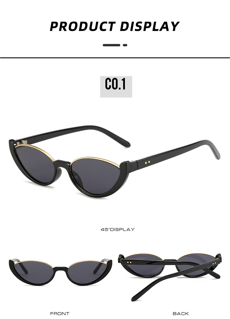 OEC CPO Kleine Rahmen Cat Eye Sonnenbrille Frauen Niet Vintage Shades Sonnenbrille Weibliche Mode Brillen Retro Brillen UV400 – Detail 6