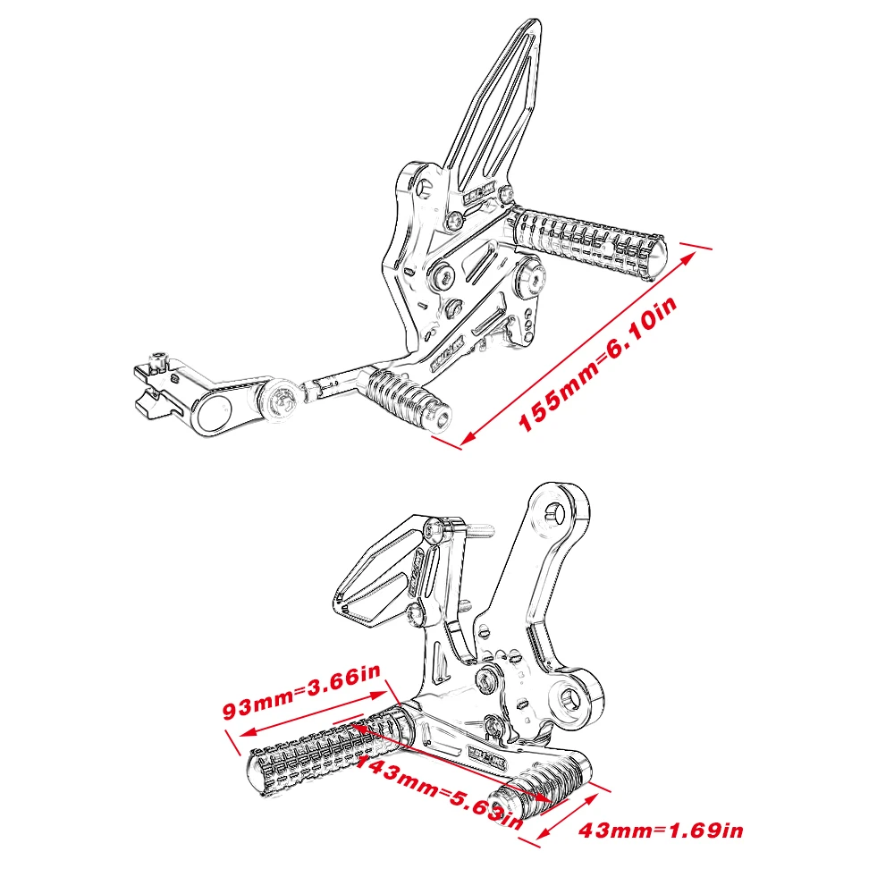 Penyesuai Pengendara Motor Pijakan Kaki Belakang Set Belakang Sandaran Kaki untuk Kawasaki Ninja 400 Z400 2019-2023 Ninja400 Ninja 250 Z 400