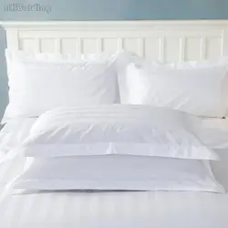 25 White Hotel Pillow Case 100% Satin Cotton Increase Density Striped Pillow Cover One Pair Pillowcases 50x80cm/58x88cm Size