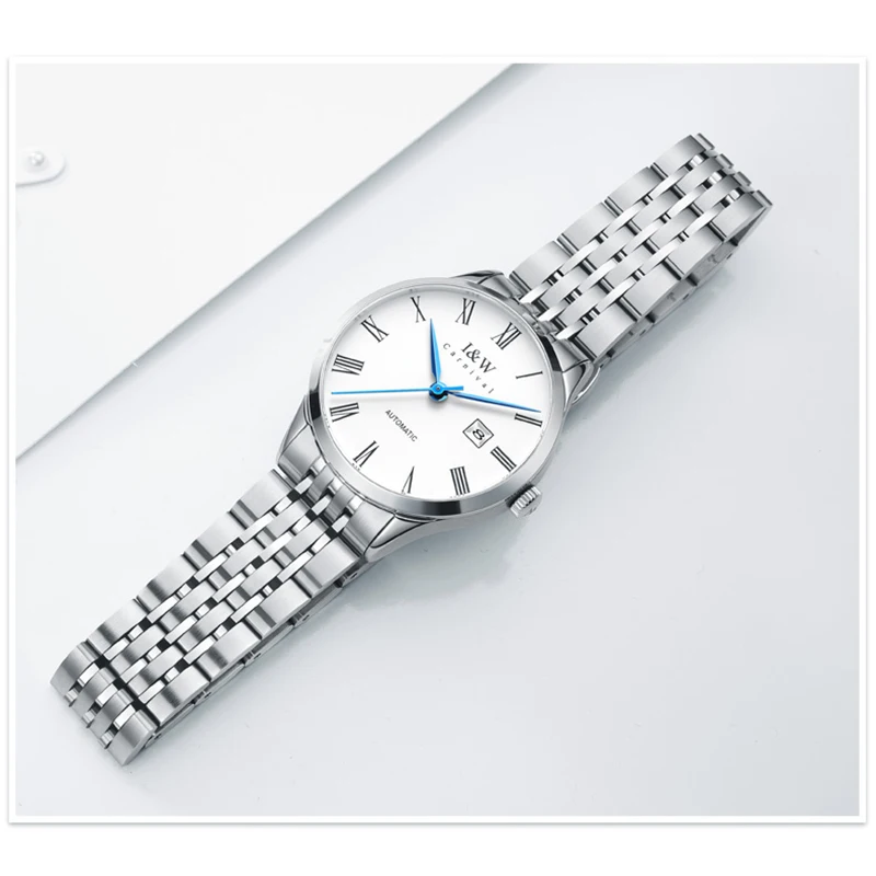 I&W Luxury Mechanical Watches for Women Stainless Steel Ladies Automatic Watch Japan Movement Calendar Sapphire Watch Women 2021