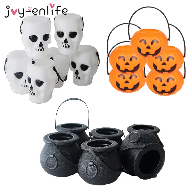 Halloween Candy Buckets Pumpkin Bucket Skull Witch Candy Holder Pot Halloween kids Trick or Treat props Halloween Party Cauldron