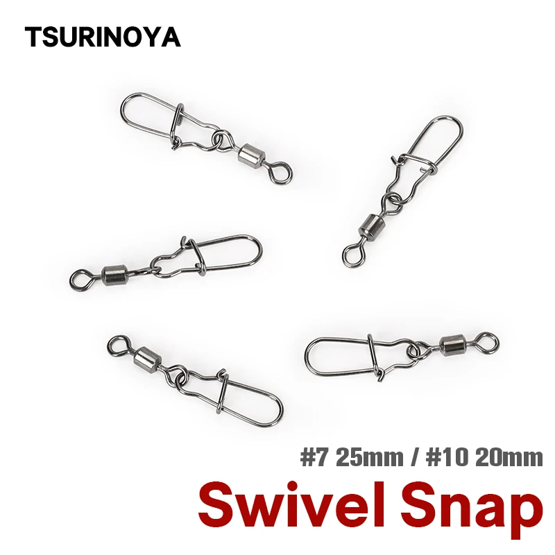 

TSURINOYA Fishing Connector 5PCS/Lot 7# 10# Pin Bearing Rolling Swivel Stainless Steel With Snap Fishhook Lure Tackle