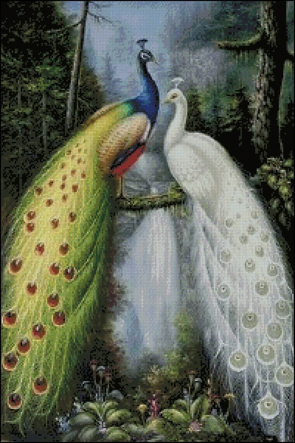 

Beautiful Peacock Couple Animal Top Quality Embroidery Needlework 14CT Unprinted Cross Stitch Kits DIY Art Handmade Home Decor