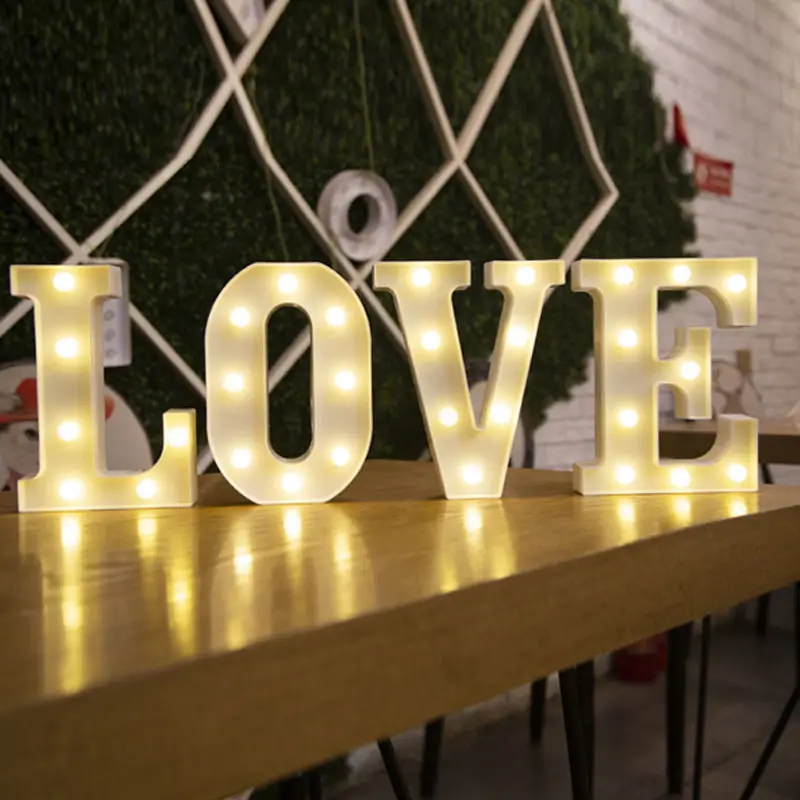 LED Novelty Letter Lights Marriage Proposal Wedding Room Decoration English Letter Numbers Stand Neon Lights Birthday Christmas