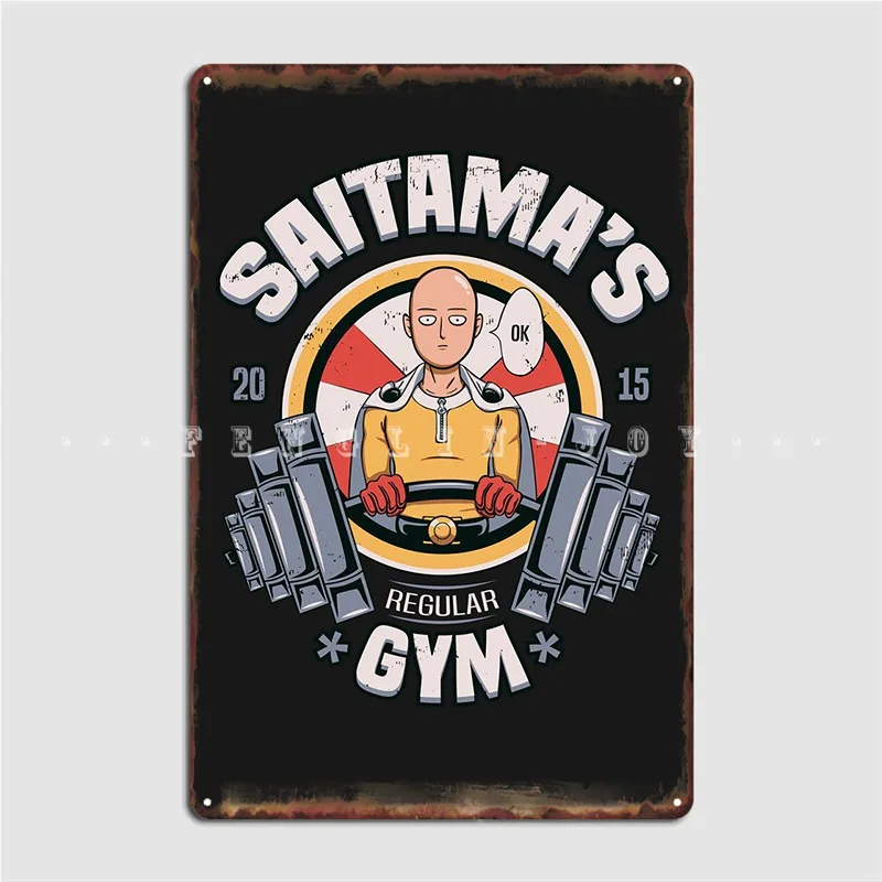 One Punch Man Saitama Gym Poster Metal Plaque Club Home Cinema Custom Garage Decoration Tin Sign Posters