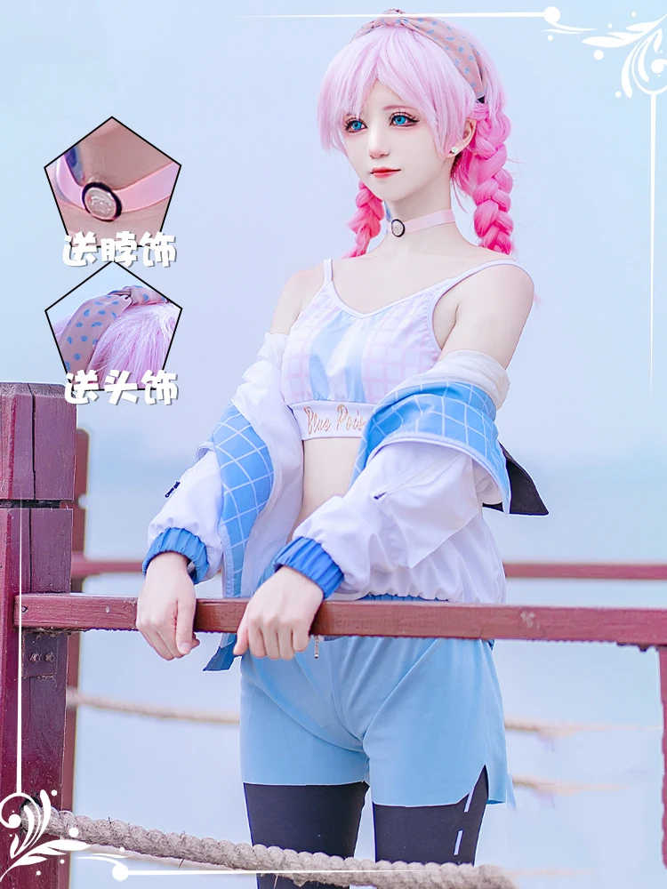 Game Arknights Blue Poison Cosplay Costumes MARTHE Shoal Beat Swimsuit Coat Pants Accessories Full Sets Women Girls Halloween