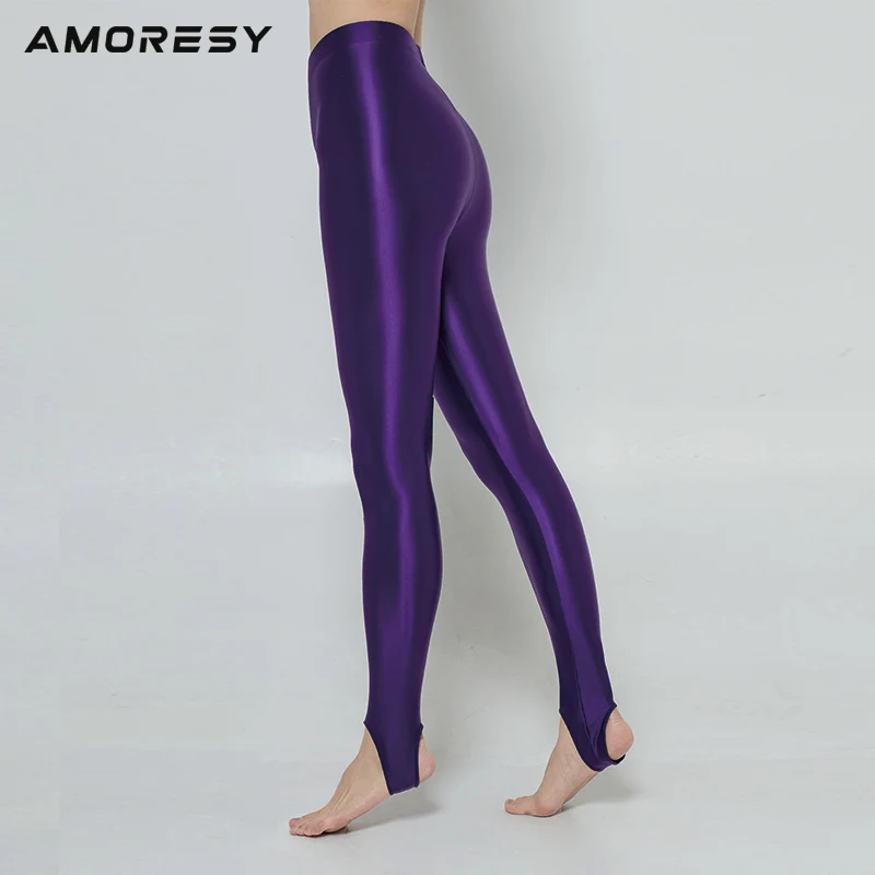 

AMORESY new color M-3XL satin gloss opaque step pantyhose shiny wet look tights sexy silk stockings Japanese slim high pants