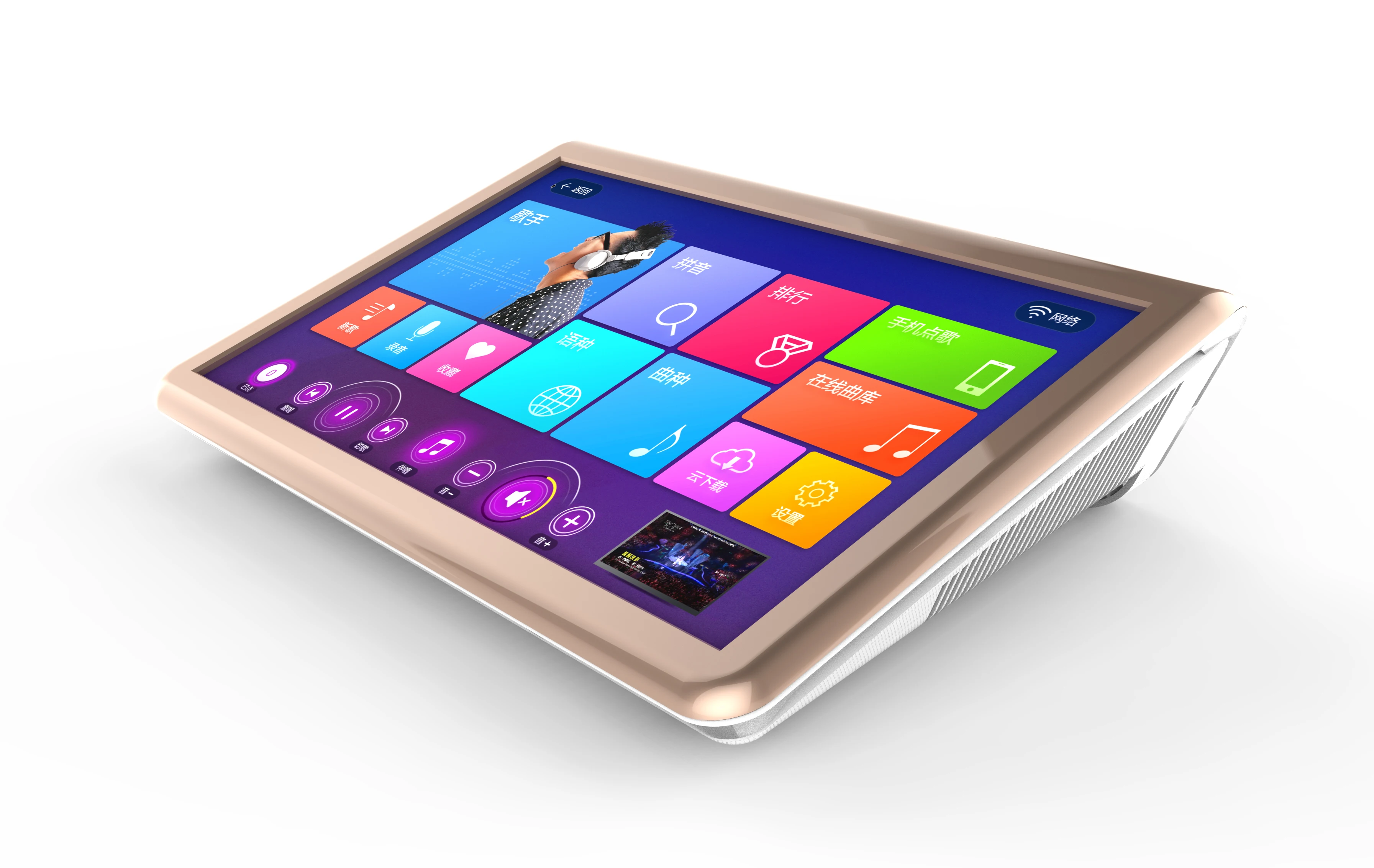 Pemutar Karaoke ECHO Cloud 19.5 ", 4TB HDD 80K Lagu Cina + Inggris, Amplifier Hybrid Bawaan, Sistem Ganda Android dan KTV