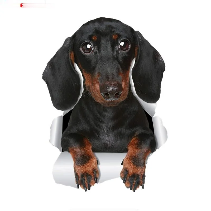 Creative Animal 3D Cute Dachshund Sausage Dog Car Sticker Decal for Wall Car Toilet Room Luggage Skateboard Laptop Kk14*10cm