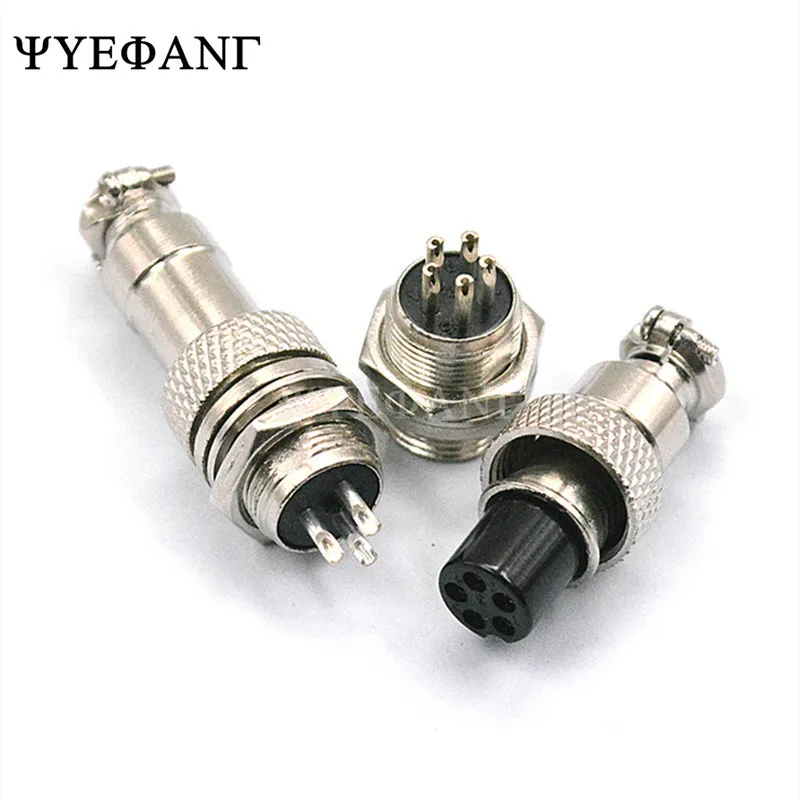 1 Set GX12 2/3/4/5/6 Pin 12mm Aviation Plug Male + Female Socket Connector Screw Thread Mayitr Electrical Supplies 300V 5A