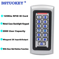 Lecteur de carte de proximité autonome, boîtier métallique, 125Khz, RFID, clavier mot de passe, système de contrôle d'accès pour porte d'utilisateur 2000