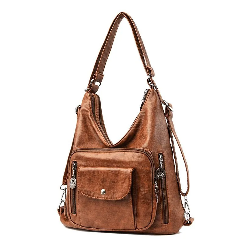 Vintage Frauen Umhängetasche Mode Pu Leder Umhängetasche Designer Geldbörse große Kapazität Handtasche Reisetasche Sack à main – Detail 16