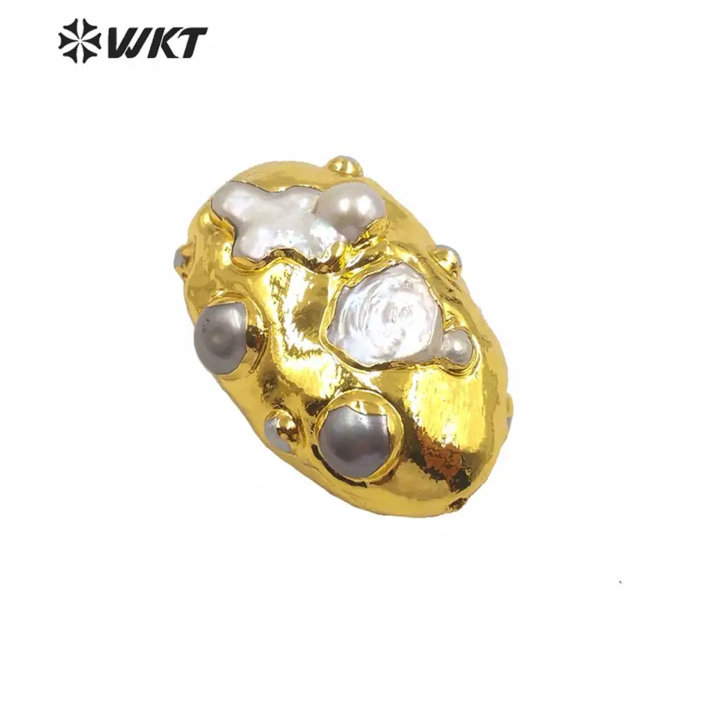 JFE47 Wholesale fashion gold pearl beads findings women jewelry design loose beads for necklace or bracelet design with hole