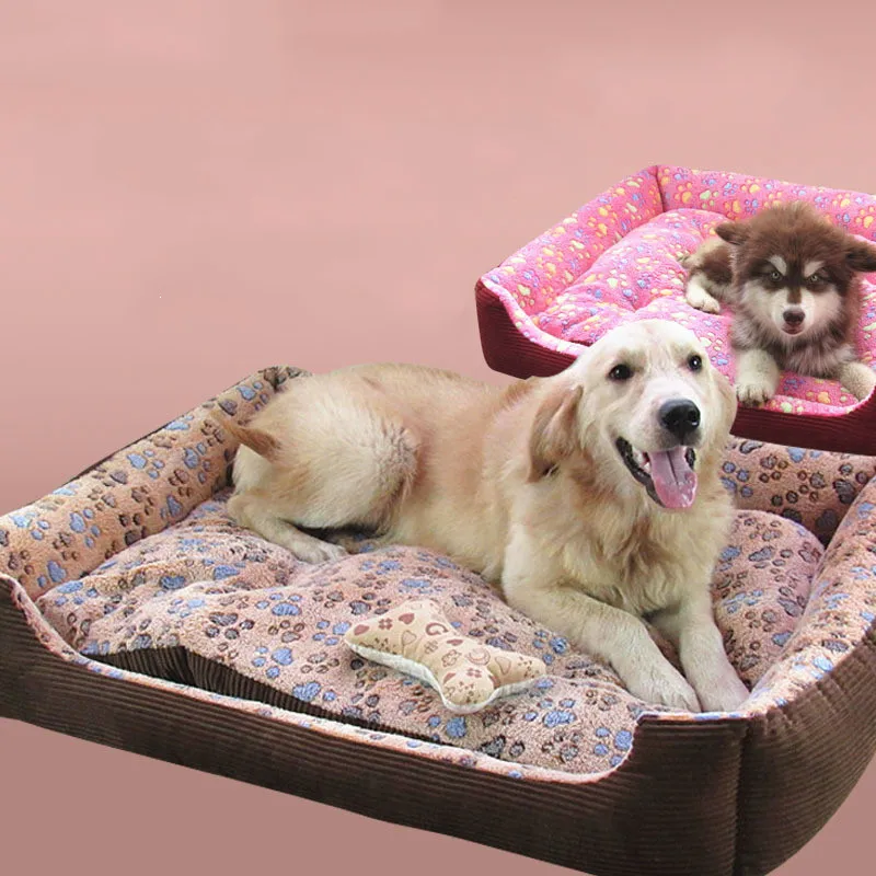 Warm Soft Paw Type Pet Bed Warming Dog House Soft Fleece Sofa Nest for Small Dogs Large Dog Golden Retriever Bed Big Dog Bed