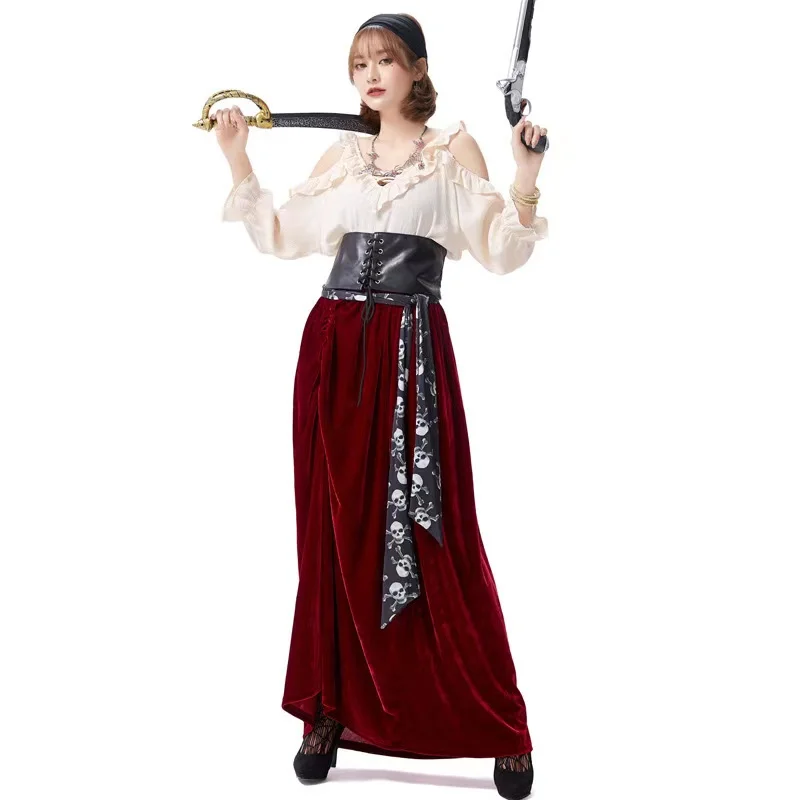 

Adult Women Halloween Pirate Costume Female Warrior Cosplay Carnival Purim Parade Stage Show Nightclub Bar Role Play Party Dress