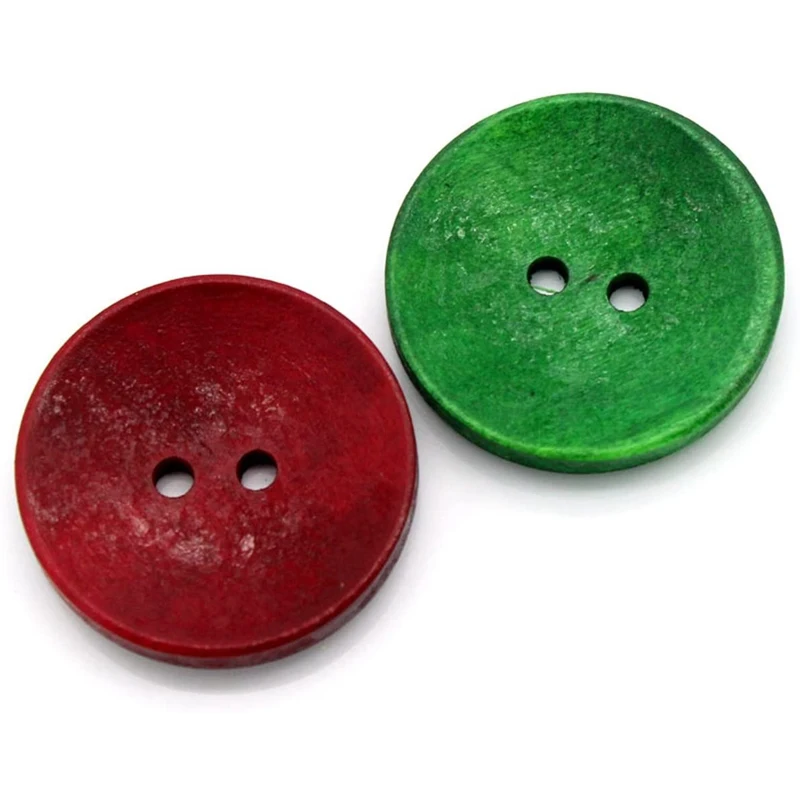 25PCs Dyed Colorful Earth-friendly Wood Sewing Big Buttons Scrapbooking 2 Holes Round Mixed 3cm(1 1/8