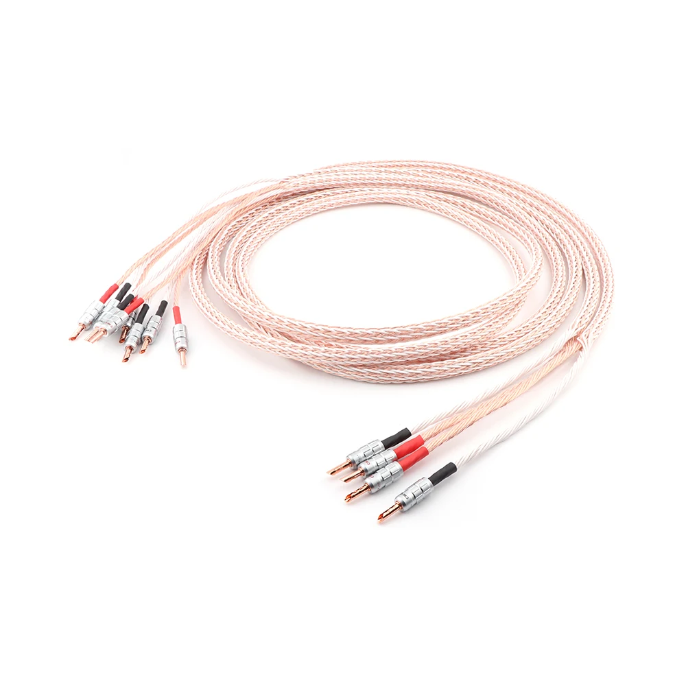 Paar 12TC Hifi-Lautsprecherkabel mit 2 Bananensteckern auf 4 Bananenstecker, 7N OCC Reinkupfer-Lautsprecherkabel, 15AWG Lautsprecherkabel – Detail 6