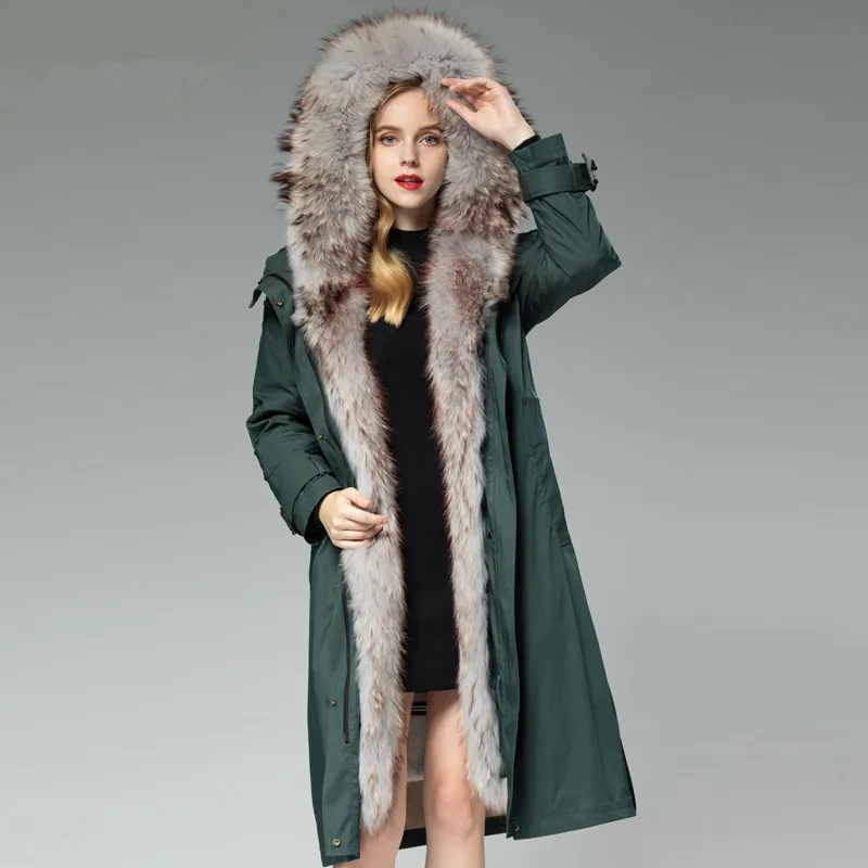 

Winter Jacket Women Parka Real Fur Coat Female Rabbit Fur Liner Warm Long Jacket Women Raccoon Fur Collar Outwear MY4367