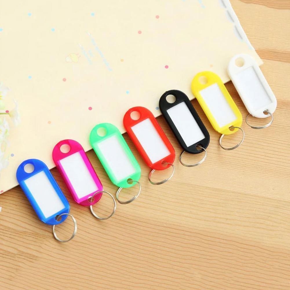 10Pcs Plastic Keychain Key Fobs Luggage ID Label Name Cards Tags With Split Ring For Baggage Key Chains Key Rings