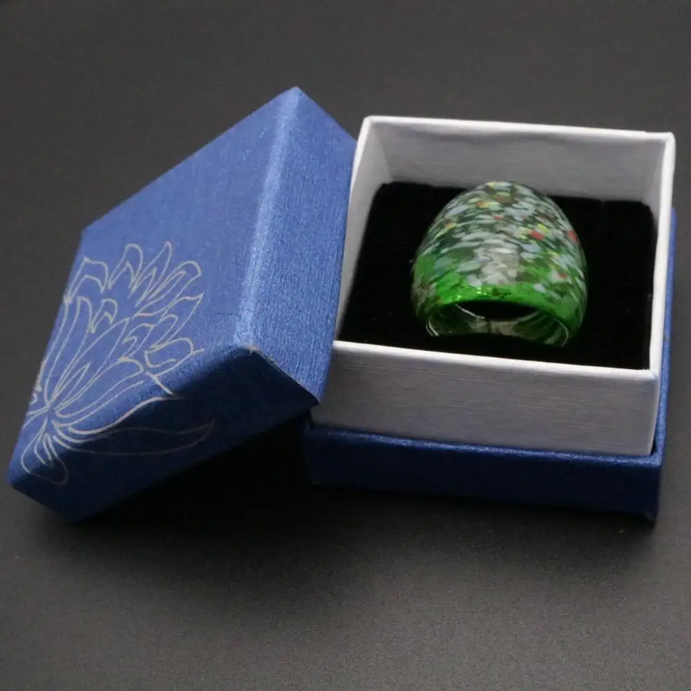 Sands Murano Starry Sky Way Glass Woman Ring  Black Blue Purple Free box