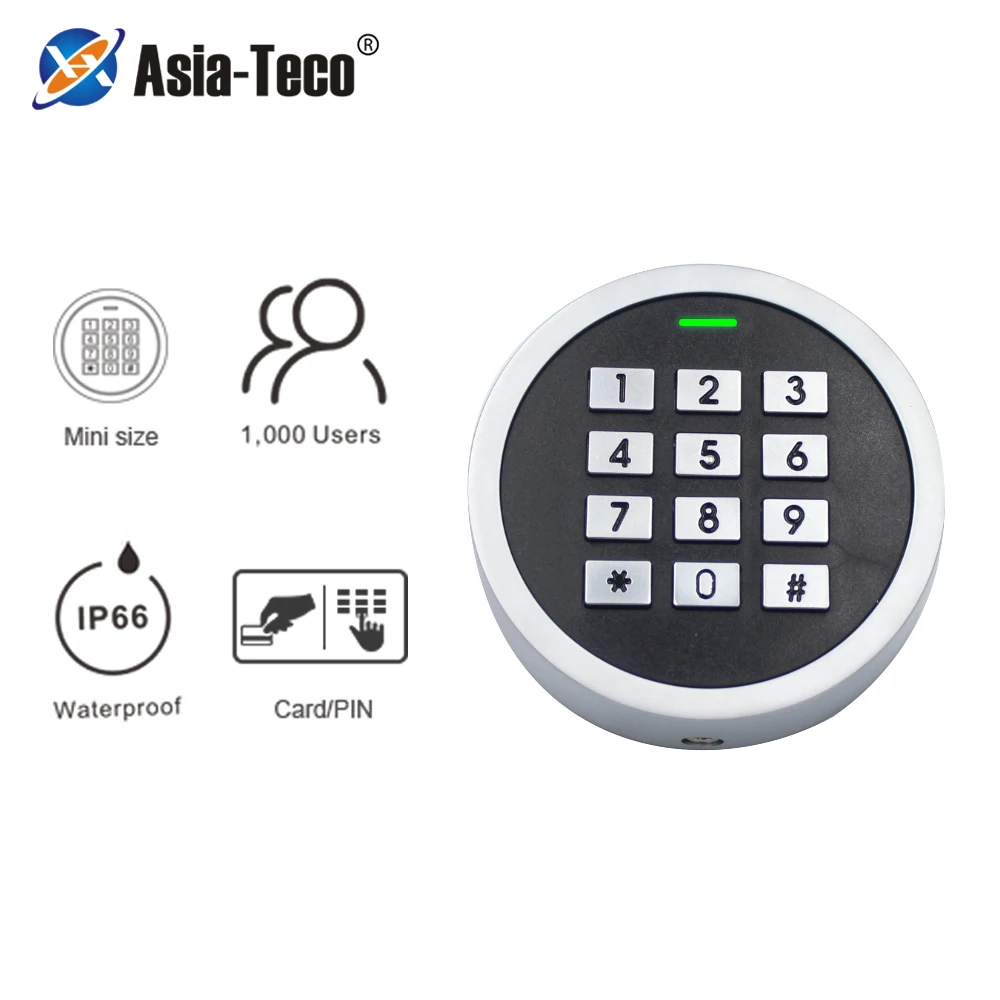 IP66 waterproof metal access control circular password swipe card mini access control integrated machine