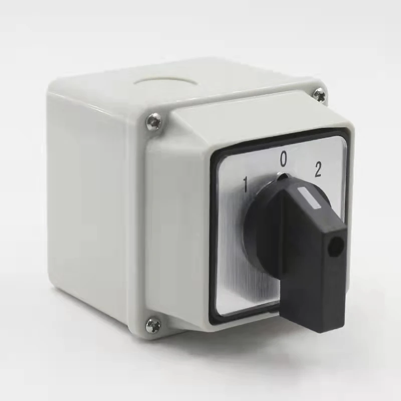 LW26-20 20A Rotary Cam Switch Changeover Switch 1 2 3 Position 1-0-2 3 Poles with IP65 Waterproof Box