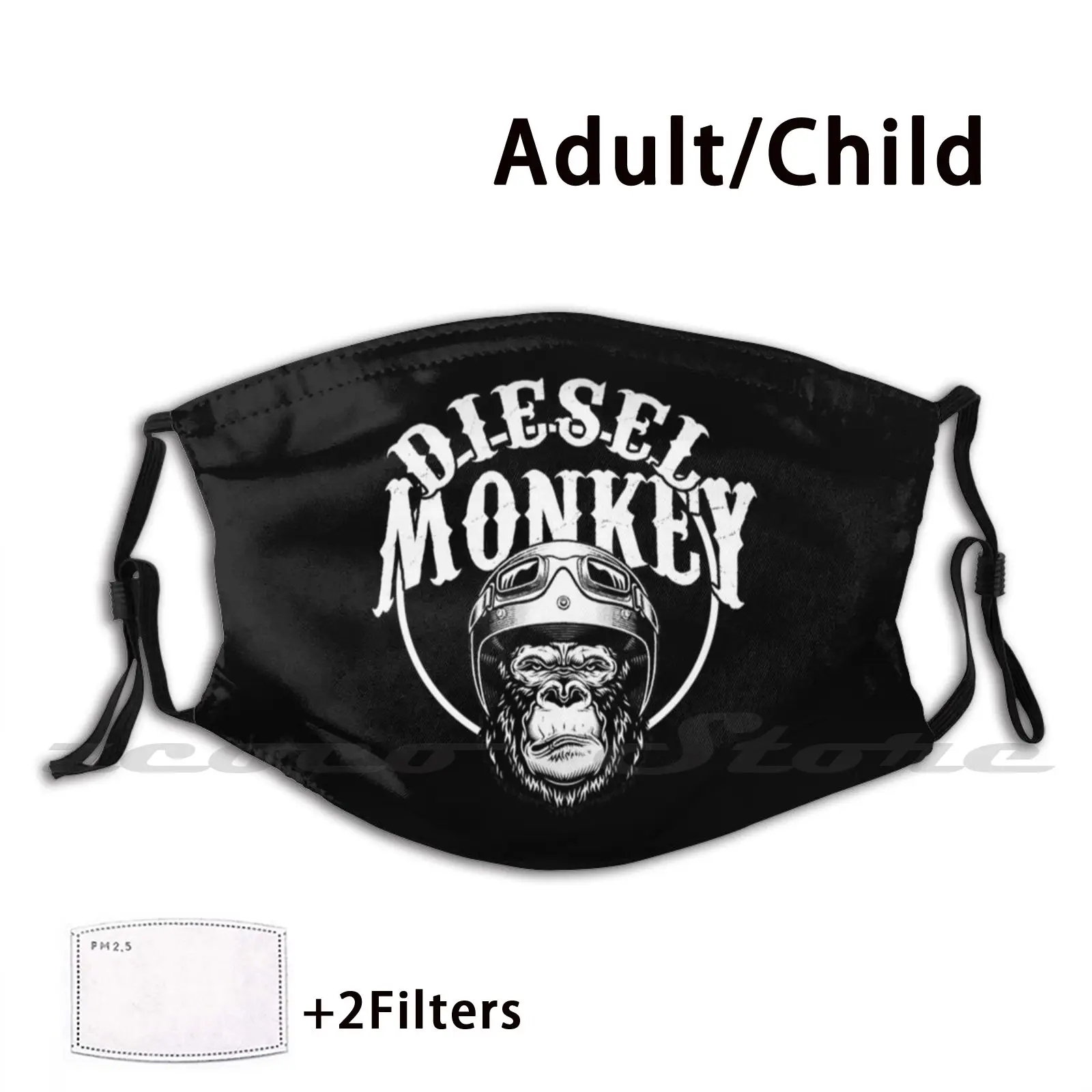 

Monkey Mask Adult Child Washable Pm2.5 Filter Logo Creativity Monkey Automotive Cars Petrol Head Mechanic Grease Monkey