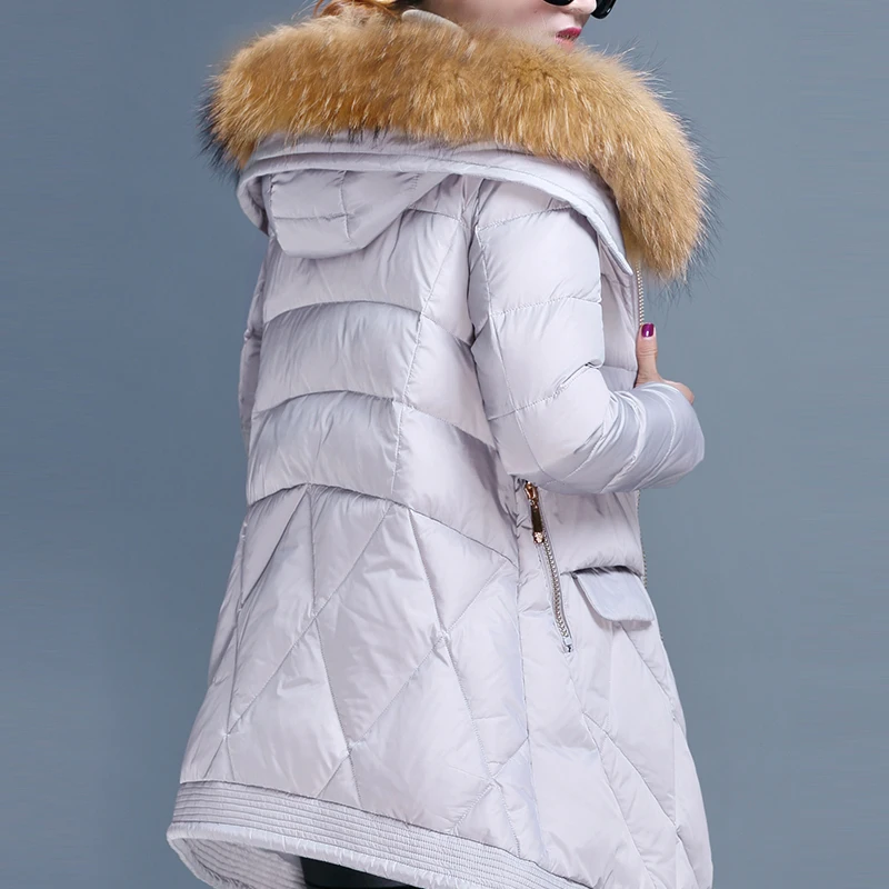 Winter Down Jacket Women Korean Long Down Coat Female Slim Thick Warm Clothes Jacekt + Fur Hooded Coats Ladies 2020LW1089